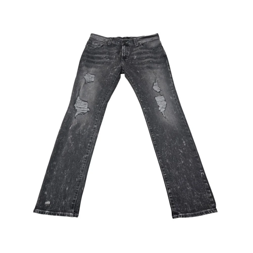 True Religion Rocco Relaxed Skinny Grey Acid Wash Jeans Mens 36 106032 HXER